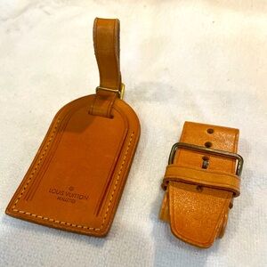 Vintage Louis Vuitton Vachetta Luggage Tag & Adjustable Buckle Strap
